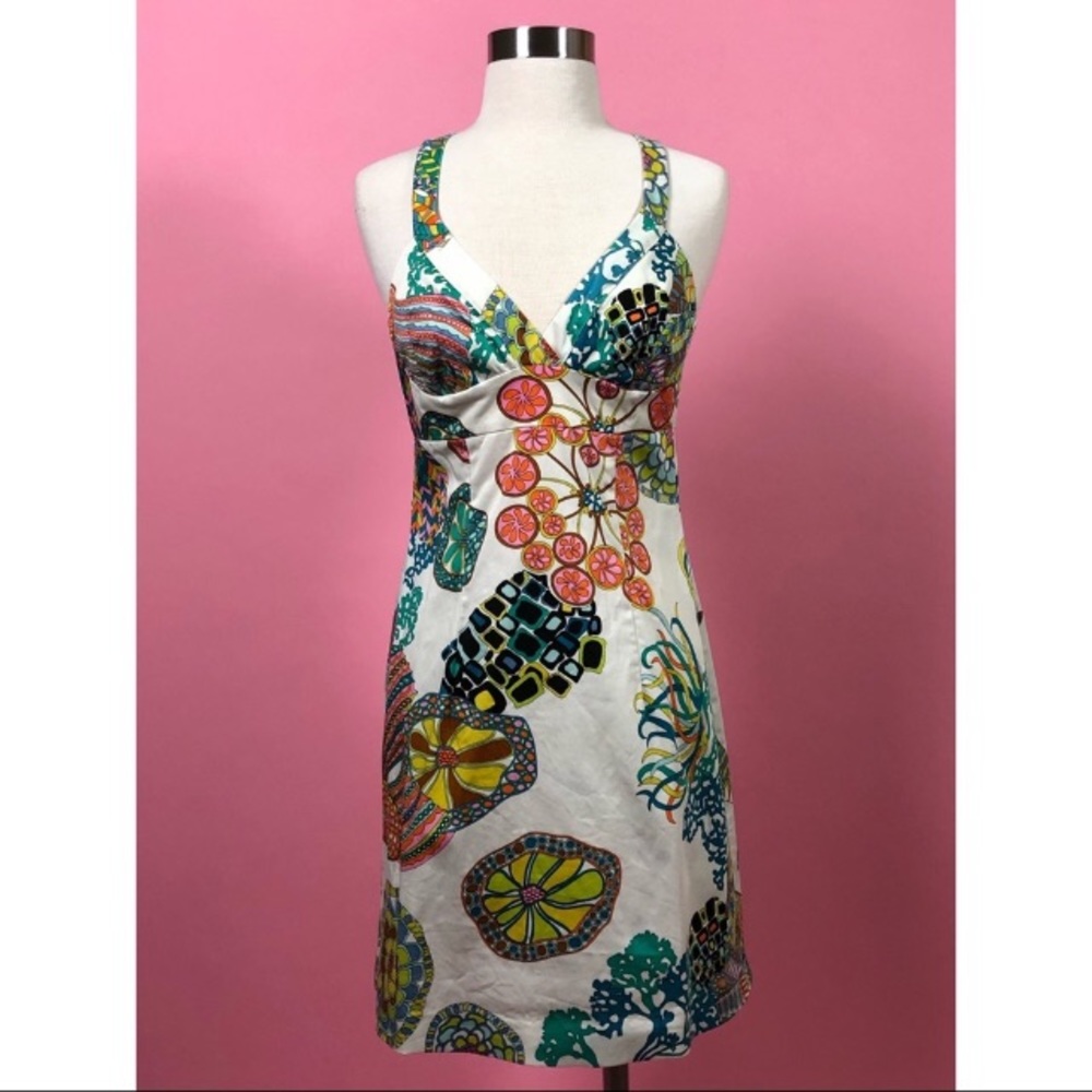 Trina Turk botanic floral white sheath dress 4 S